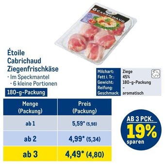 METRO Étoile Cabrichaud Ziegenfrischkäse 180-g-Packung Angebot