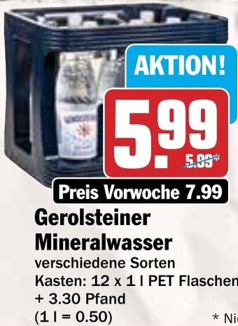 Hit Gerolsteiner Mineralwasser 12x1 L PET Flaschen Angebot