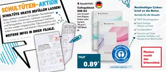 Kaufland Talentus Collegeblock DIN A4 Angebot