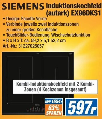 Expert SIEMENS Induktionskochfeld (autark) EX96DKS1 Angebot