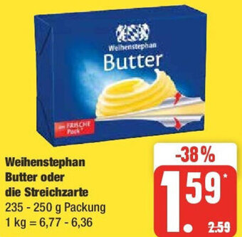 Edeka Weihenstephan Butter oder die Streichzarte 235-250 g Packung Angebot