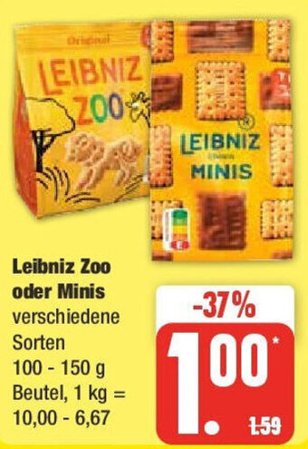 Edeka Leibniz Zoo oder Minis 100-150 g Beutel Angebot