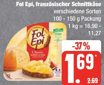 Edeka Fol Epi, französischer Schnittkäse 100-150 g Packung Angebot