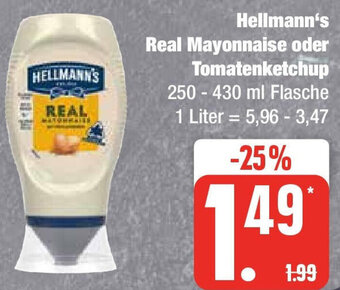 Edeka Hellmann's Real Mayonnaise oder Tomatenketchup 250-430 ml Flasche Angebot