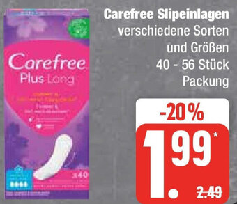 Edeka Carefree Slipeinlagen 40 - 56 Stück Packung Angebot