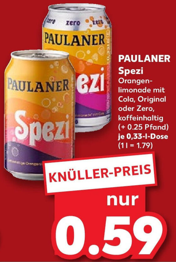 PAULANER Spezi 0,33 L Dose Angebot bei Kaufland