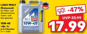 Kaufland LIQUI MOLY Motorenöl 10W-40 ,,Nr.1" 5 L Kanister Angebot