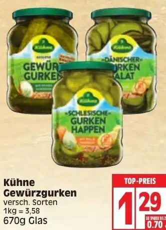 Edeka Kühne Gewürzgurken 670g Glas Angebot