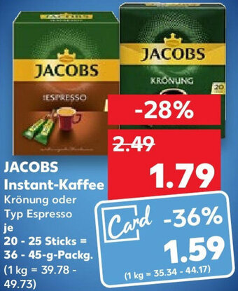 Kaufland JACOBS Instant-Kaffee 36-45 g Packg. Angebot