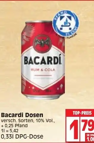 Edeka Bacardi Dosen 0,33L Angebot