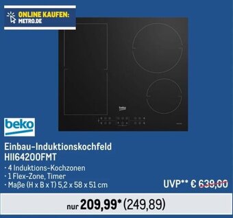 METRO beko Einbau-Induktionskochfeld HII64200FMT Angebot