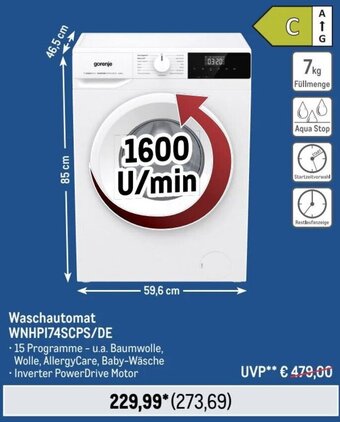 METRO gorenje Waschautomat WNHPI74SCPS/DE Angebot