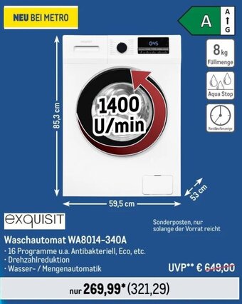 METRO Exquisit Waschautomat WA8014-340A Angebot