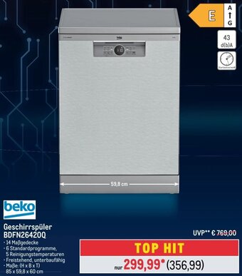 METRO beko Geschirrspüler BDFN26420Q Angebot