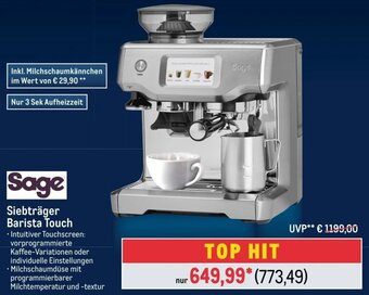 METRO Sage Siebträger Barista Touch Angebot