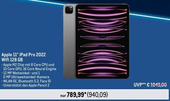 METRO Apple 11" iPad Pro 2022 Wifi 128 GB Angebot