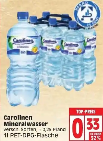 Edeka Carolinen Mineralwasser 1L Angebot