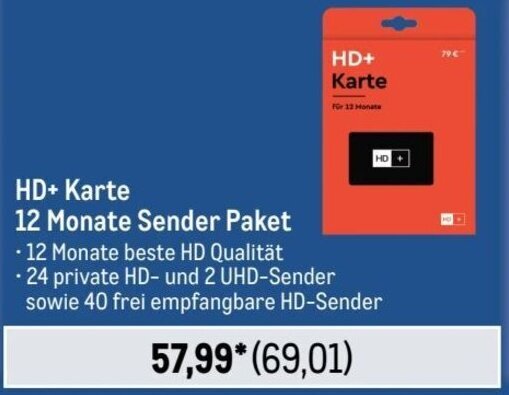 HD Karte 12 Monate Sender Paket Angebot bei METRO