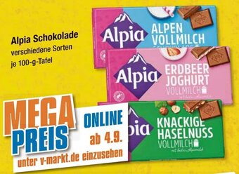 V Markt Alpia Schokolade 100-g-Tafel Angebot