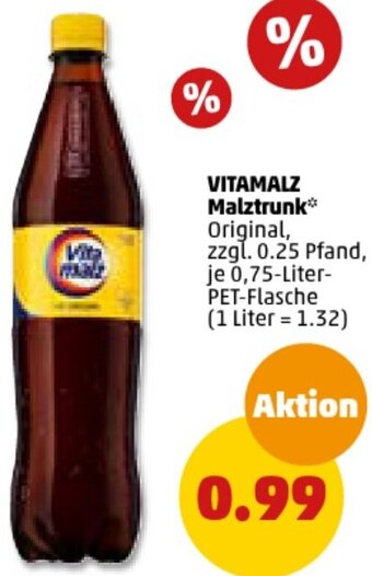 PENNY VITAMALZ Malztrunk 0,75 Liter PET Flasche Angebot