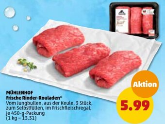 PENNY MÜHLENHOF Frische Rinder-Rouladen 450 g Packung Angebot