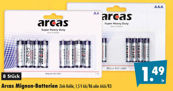 Mäc Geiz Arcas Mignon-Batterien Zink-Kohle, 1,5 V AA/R6 oder AAA/R3 Angebot