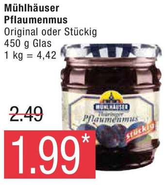 Marktkauf Mühlhäuser Pflaumenmus 450 g Glas Angebot