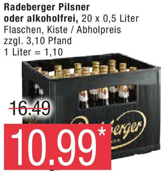 Marktkauf Radeberger Pilsner oder alkoholfrei, 20 x 0,5 Liter Flaschen Angebot