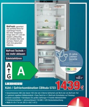 Electroplus LIEBHERR Kühl-/Gefrierkombination CBNsda 5723 Angebot