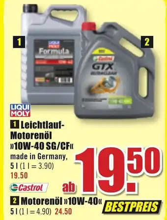 B1 Discount Baumarkt Liqui Moly Leichtlauf Motorenöl ,,10W-40 SG/CF" Angebot