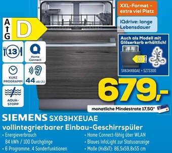 Euronics SIEMENS SX63HXEUAE vollintegrierbarer Einbau-Geschirrspüler Angebot