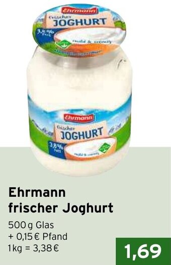 CAP Markt Ehrmann frischer Joghurt 500 g Glas Angebot