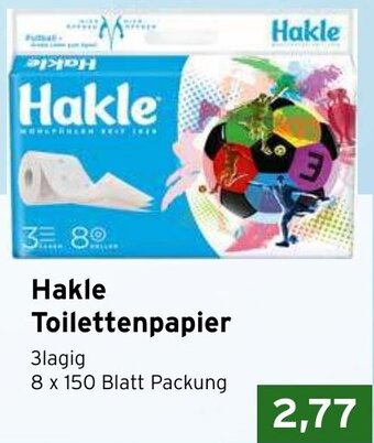 CAP Markt Hakle Toilettenpapier 8 x 150 Blatt Packung Angebot