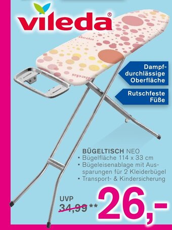 KODi vileda BÜGELTISCH NEO Bügelfläche 114 x 33 cm Angebot