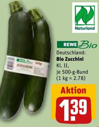 REWE Bio Zucchini 500 g Bund Angebot