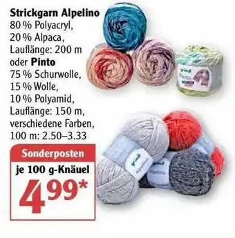 Globus Strickgarn Alpelino Oder Pinto Angebot