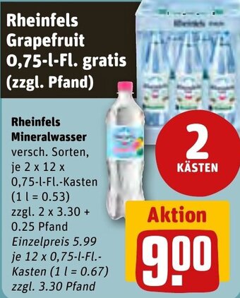 REWE Rheinfels Mineralwasser 2x12x0,75 L-Fl. Kasten Angebot