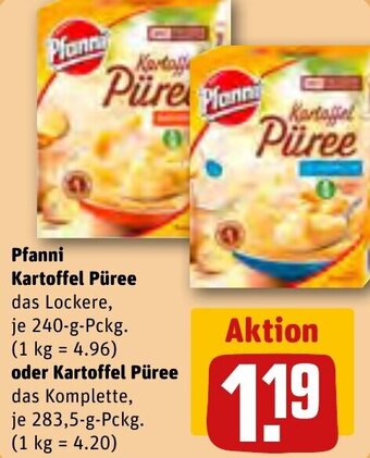 REWE Pfanni Kartoffel Püree das Lockere, 240 g oder Kartoffel Püree das Komplette, 283,5 g Pckg. Angebot