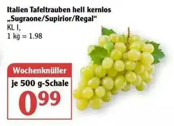 Globus Italien Tafeltrauben Hell Kernlos „sugraone-supirior-regal” Angebot