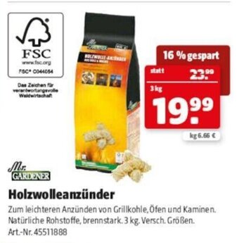 Hagebau Mr. GARDENER Holzwolleanzünder 3 kg Angebot