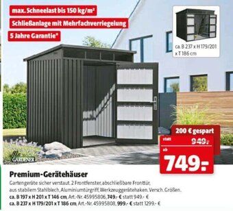 Hagebau Mr. GARDENER Premium-Gerätehäuser Angebot