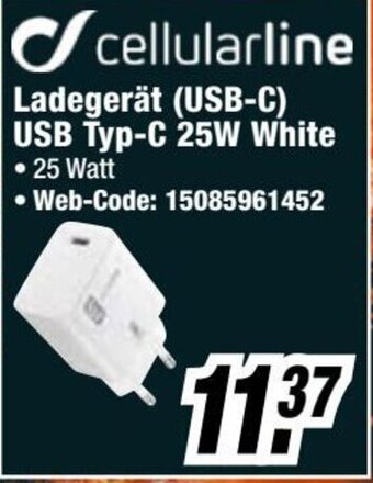 Expert cellularline Ladegerät (USB-C) USB Typ-C 25W White Angebot