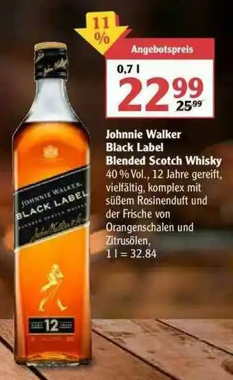 Globus Johnie Walker Black Label Blendes Scotch Whisky Angebot