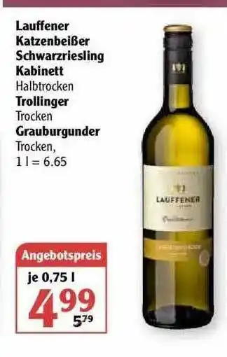 Globus Lauffener Katzenbeißer Schwarzriesling Kabinett, Trollinger, Grauburgunder Angebot