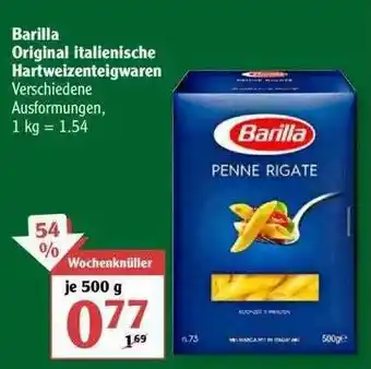 Globus Barilla Original Italienische Hartweizenteigwaren Angebot