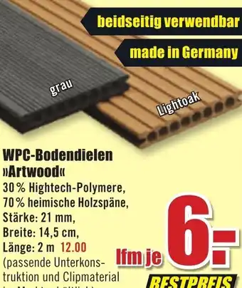 B1 Discount Baumarkt WPC Bodendielen ,,Artwood" Angebot