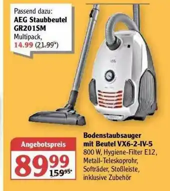 Globus Bodenstaubsauger Mit Beutel VX6-2-IV-5 Angebot