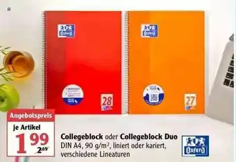 Globus Collegeblock Oder Collgeblock Duo Angebot