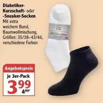 Globus Diabetiker Kurzschaft Oder Sneaker Socken Angebot