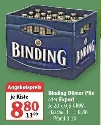 Globus Binding Römer Pils Oder Export Angebot